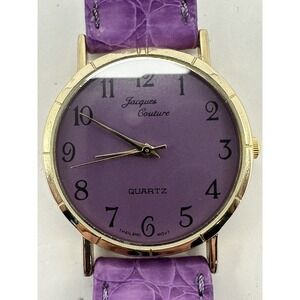 Jacques Couture Ladies Watch New Battery Purple 33MM 7.5" Leather Band A95